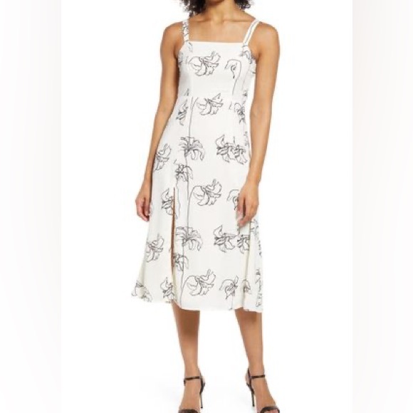 HALOGEN Katrina Floral Summer Dress with Slit Sundress - Picture 4 of 8